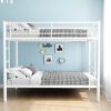 Bunk Bed Twin Over Twin Size with Ladder and high Guardrail, Able to Split, Metal Bunk Bed, Storage Space, Noise Free,White