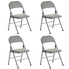 4pcs Elegant Foldable Iron & PVC Chairs for Convention & Exhibition Gray