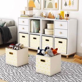 6 Pack Fabric Storage Cubes with Oval Grommets, Foldable 11 Inch Cube Storage Bins, Storage Baskets for Shelves