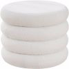 Round Storage Ottoman, Modern Sherpa Footstool, Teddy Vanity Stool with Flip-Top Tray, Makeup Chair for Home Decor