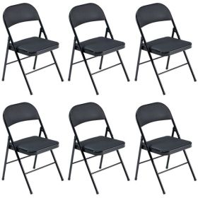 [Old Code: 21983178]6pcs Elegant Foldable Iron & PVC Chairs for Convention & Exhibition Black