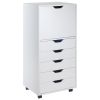 Halifax Tall Storage Cabinet; 5-Drawer; White