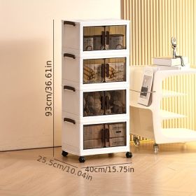 1pc multi-layer foldable open storage cabinet for home living room high-looking storage box dormitory wheeled multi-layer book snack storage lock