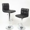 Swivel Faux Leather Adjustable Hydraulic Bar Stool, Set of 2, Black