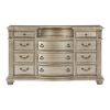 Silver Finish European Design 1pc Luxury Dresser with 11 Drawers Genuine Marble Insert Traditional Bedroom Furniture