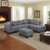 104.5" Upholstered Sofa,Chaise & Ottoman,Gray