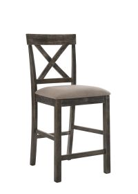 Martha II Tan Linen & Weathered Gray Finish Counter Height Chair (Set of 2)