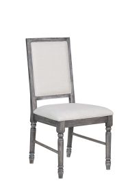 Leventis Cream Linen & Weathered Gray Finish Side Chair