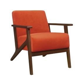 Modern Home Furniture 1pc Accent Chair Cushion Seat Back Orange Upholstery Solid Wood Frame