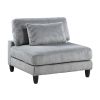 Living Room Furniture Armless Chair Gray Corduroy Upholstery 1pc Armless Chair Soft Cushion Solid Wood Legs