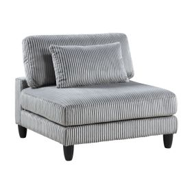 Living Room Furniture Armless Chair Gray Corduroy Upholstery 1pc Armless Chair Soft Cushion Solid Wood Legs