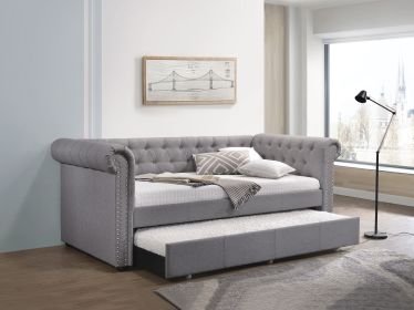 Justice Smoke Gray Fabric Daybed W/Trundle (Twin)