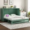 Queen Size Murphy Bed with Built-In Charging Station, Green(ETA:12.16)