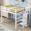 Full Size Loft Bed with Built-in Storage Wardrobe and Staircase, White(Old SKU:SM000527AAK)