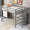 Full Size Loft Bed with Built-in Storage Wardrobe and Staircase, Gray(Old SKU:SM000527AAE)