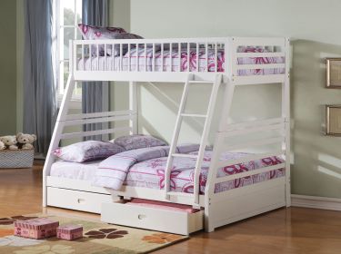 Jason White Finish Twin/Full Bunk Bed W/Storage