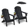 VEVOR Adirondack Chair Plastic Set of 2 All-Weather Folding Fire Pit Black