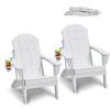 VEVOR Adirondack Chair Plastic Set of 2 All-Weather Folding Fire Pit White