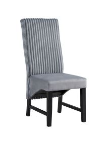 Kini Gray Corduroy & Black Finish Side Chair (Set of 2)