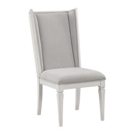 Katia Light Gray Linen & Weathered White Finish Side Chair( Set of 2)