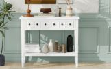 TREXM Rustic Console Table with Open Shelf, Rubber Wood Legs, Ideal for Entryways, Living Rooms, and Hallways (White)