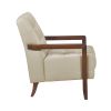 Modern Style Accent Chair Beige Leather Upholstered Tufted Detail Walnut Finish Wood Furniture 1pc