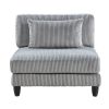 Living Room Furniture Armless Chair Gray Corduroy Upholstery 1pc Armless Chair Soft Cushion Solid Wood Legs