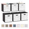 6 Pack Fabric Storage Cubes With Handle, Foldable 11x11 Inch Large Cube Storage Bins, Storage Baskets For Shelves