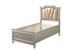 Kaitlyn Synthetic Leather & Champagne Finish Full Bed W/Led & Storage