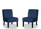 Reese Mid Century Modern Accent Chairs Set of 2 with Minimalist Design, Elegant Velvet Upholstery and Solid Wood Legs