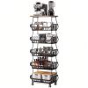 6 Tier Fruit Vegetable Basket For Kitchen With Wooden Tabletop