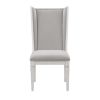 Katia Light Gray Linen & Weathered White Finish Side Chair( Set of 2)