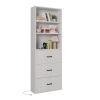 FCH 3-layer with 2 USB 2 plugs US standard 3 drawers Triamine board 60*23.5*180cm display cabinet white