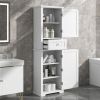 Tall Bathroom Storage Cabinet, Freestanding Storage Cabinet with Drawer and Adjustable Shelf, MDF Board with Painted Finish