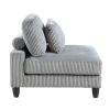 Living Room Furniture Armless Chair Gray Corduroy Upholstery 1pc Armless Chair Soft Cushion Solid Wood Legs