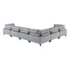 6pc Modular Sectional Set Gray Corduroy Upholstery 3x Armless Chairs 3x Corner Seats Soft Pillows Living Room Furniture