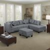 104.5" Upholstered Sofa,Chaise & Ottoman,Gray