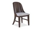 2pc Mid-Century Modern Upholstered Dining Chair Barrel Back Brown Walnut Finish Wooden Dining Room Furniture