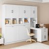 Twin Size Murphy Bed Wall Bed with Closet , Drawers & Desk-White