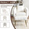 Velvet Accent Chair Set Barrel Chair with Ottoman Modern Club Chair Reading Armchair with Lumbar Pillow for Living Room, Bedroom, Study Room