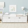 Twin Size Bed with Headboard,Footboard,Trundle and Three Storage Drawers,Twin Size Pine Wood Bed with Headboard,Footboard,Grey