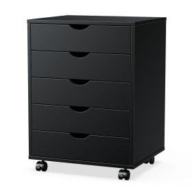 Sweetcrispy 5 Drawer Chest - Storage Cabinets Dressers Wood Dresser Cabinet with Wheels Mobile Organizer Drawers for Office (Color: as Pic)