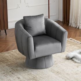 360° Swivel Accent Chair, Modern Velvet Fabric Living Room Armchair with Fluffy Cushions, Comfy Wide Upholstered, Barrel Accent Chairs for Living Room (Color: as picture)