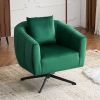 360° Swivel Accent Chair, Modern Velvet Fabric Living Room Armchair, Comfy Wide Upholstered with Fluffy Cushion and Metal Legs