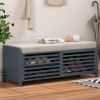 Distressed Shutter Storage Bench with Acacia Veneer for Retro Charm for Living Room,Entryway