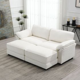 [VIDEO provided] [New] Free Combination Modular Convertible Sectional Sofa Bed Set, 4 Seat Upholstered Sleeper Corner Couch (Color: as Pic)