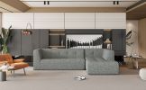 112.2*74" Modular Modular Combination Living Room Sofa Set, Modern Minimalist Sofa, Living Room Upholstered Sofa Bed, Bedroom