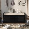 Storage Bench with 2 Drawers and 2 Cabinets,Shoe Bench with Removable Cushion for Living Room,Entryway