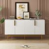 Modern Elegant 4-door Sideboard Gold Metal Handle Buffet Cabinet for Dining Room,Living Room,Bedroom,Hallway