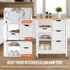 VEVOR Kitchen Island Cart Rolling Storage Cabinet on Wheel with Drawer & Shelves